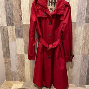 Burberry red trench coat with belt size 10R